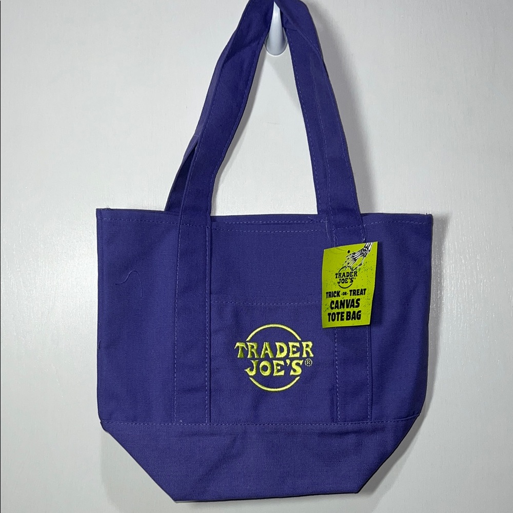 Trader Joe's Purple Trick or Treat Mini Canvas Tote Bag